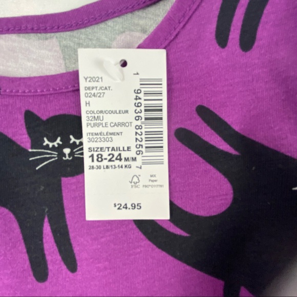 NWT Children's Place Purple Cat Dress Size 18-24M - Picture 4 of 5
